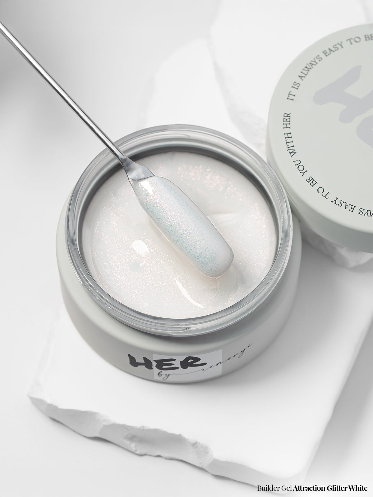 Builder Gel ATTRACTION GLITTER WHITE - HER